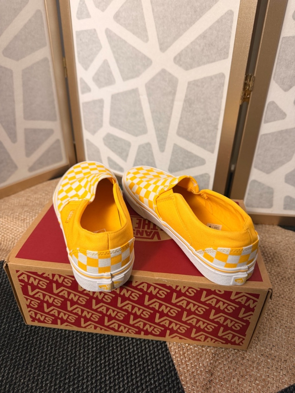 Vans Checkerboard Slip-On Sneakers in Yellow and White - Picture 5 of 6